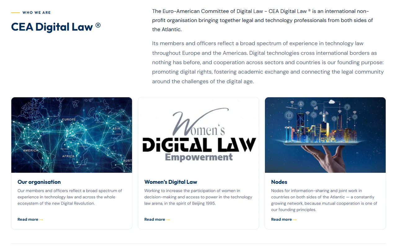 Página Web de CEA Digital Law: quiénes son, women’s digital law y los nodos