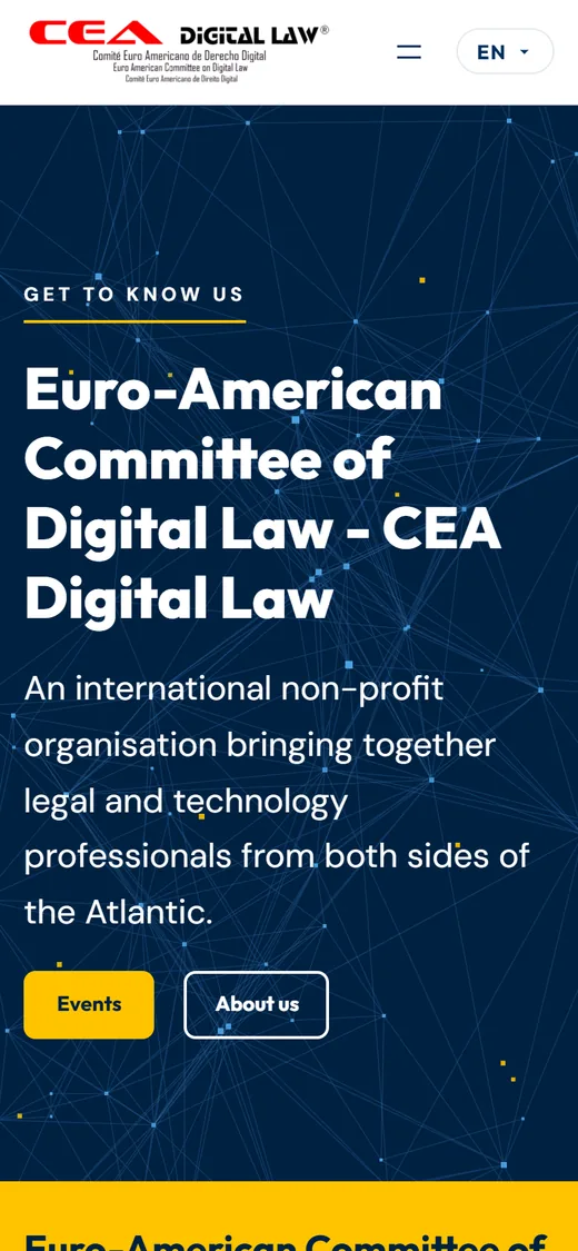Página Web de CEA Digital Law: portada en el móvil