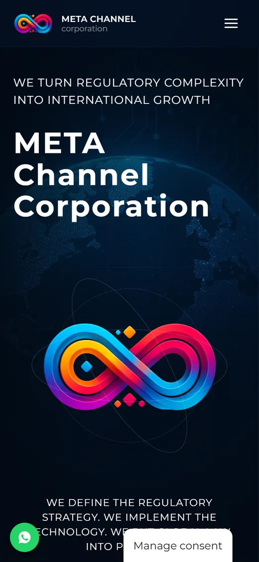 Página Web de META Channel Corporation: portada en el móvil