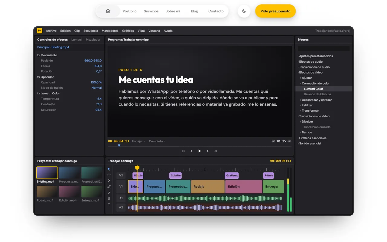 Mi propia Página Web: cómo trabajo, contado como una pantalla de edición